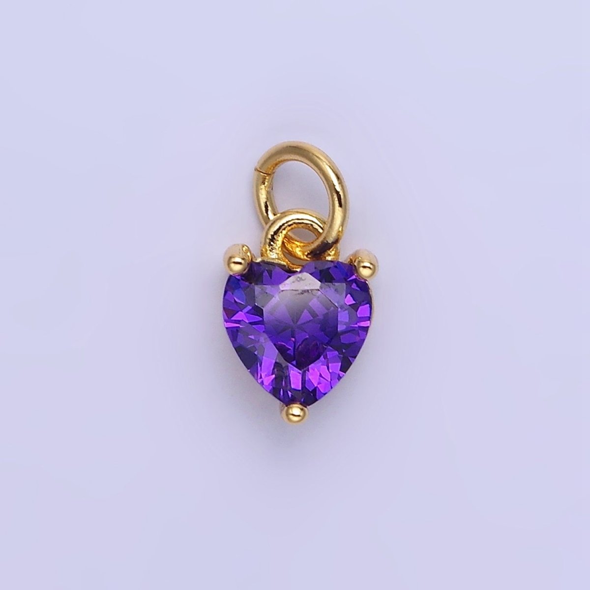 14k Gold Filled 8.7mm CZ Cubic Zirconia Heart Charm in Gold & Silver | W590 - W606 - DLUXCA