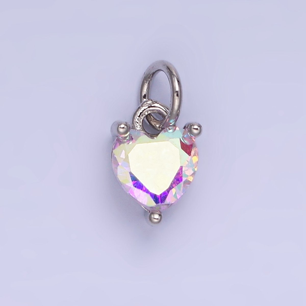 14k Gold Filled 8.7mm CZ Cubic Zirconia Heart Charm in Gold & Silver | W590 - W606 - DLUXCA