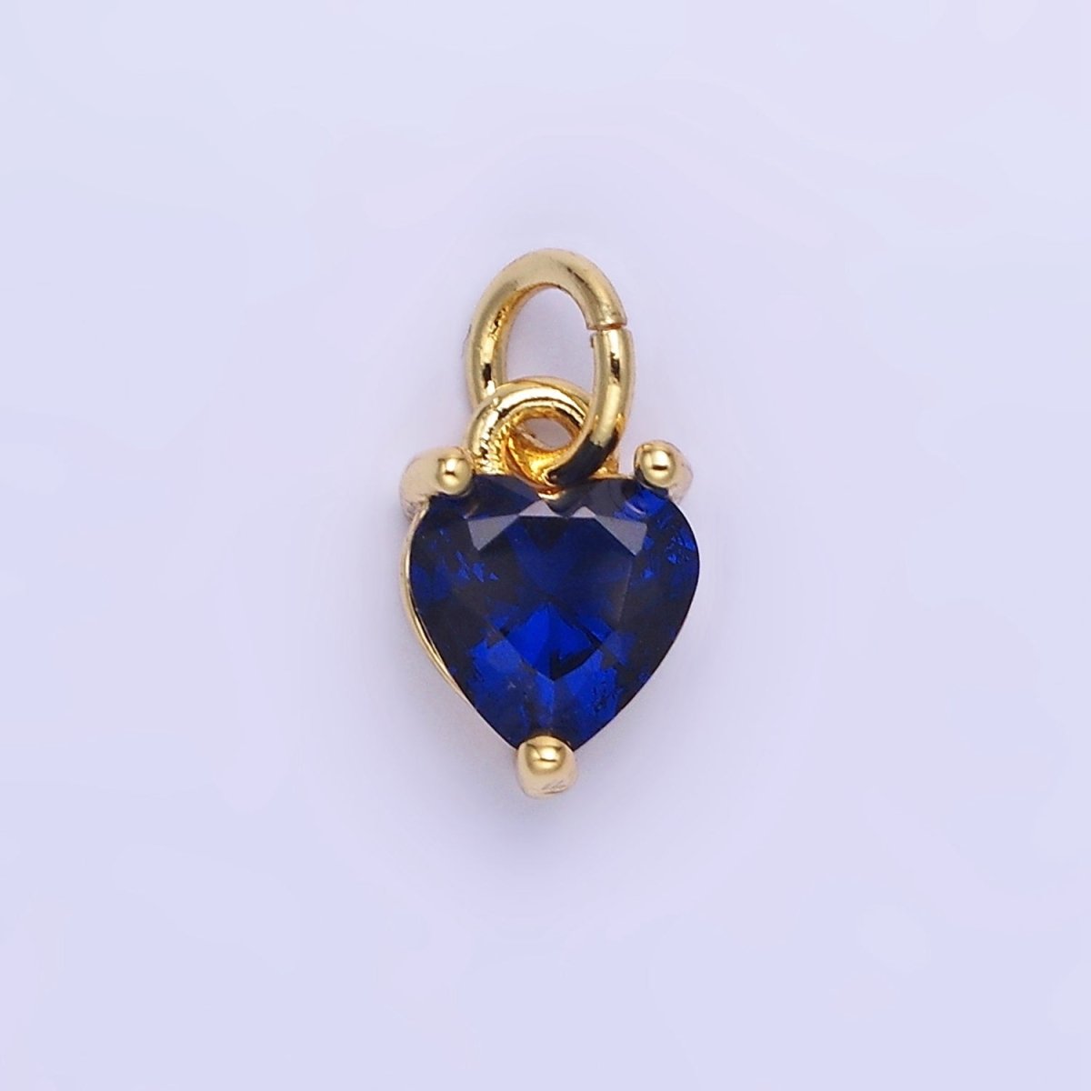 14k Gold Filled 8.7mm CZ Cubic Zirconia Heart Charm in Gold & Silver | W590 - W606 - DLUXCA