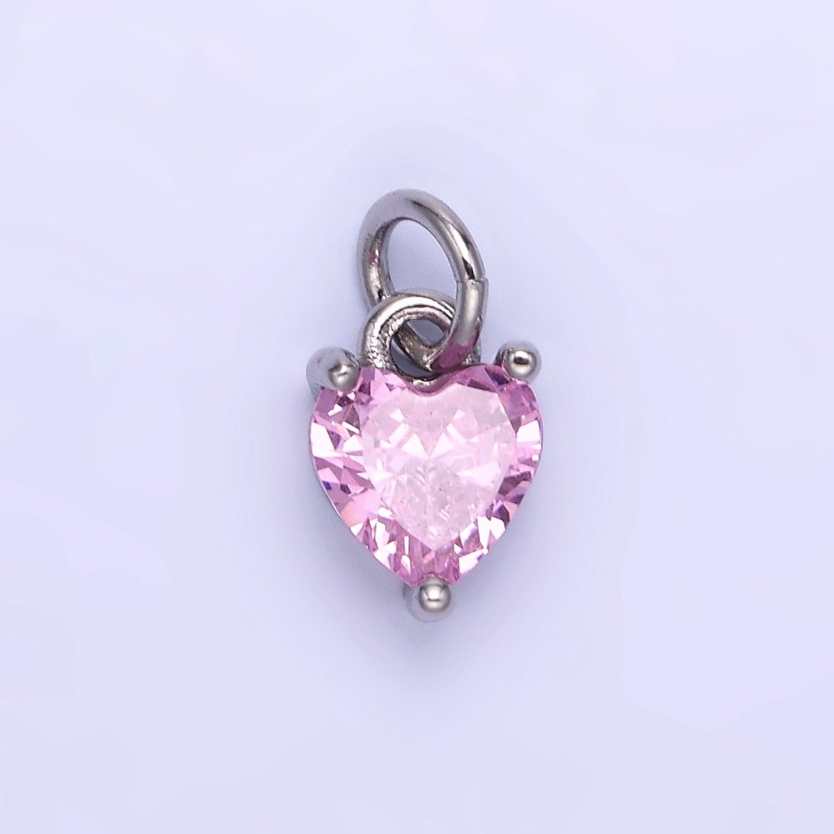 14k Gold Filled 8.7mm CZ Cubic Zirconia Heart Charm in Gold & Silver | W590 - W606 - DLUXCA