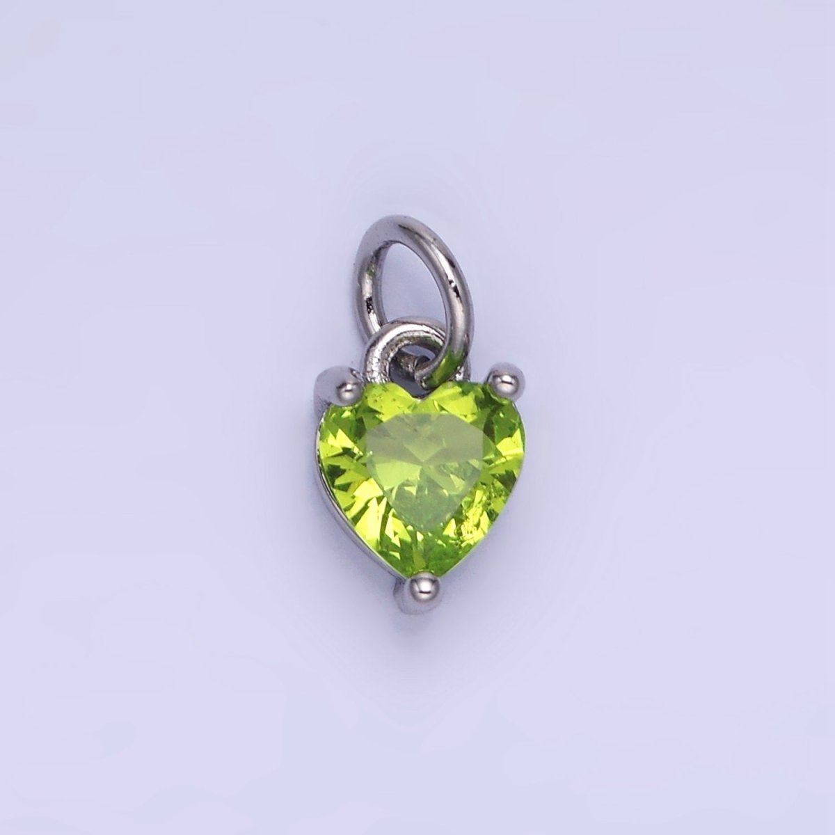 14k Gold Filled 8.7mm CZ Cubic Zirconia Heart Charm in Gold & Silver | W590 - W606 - DLUXCA