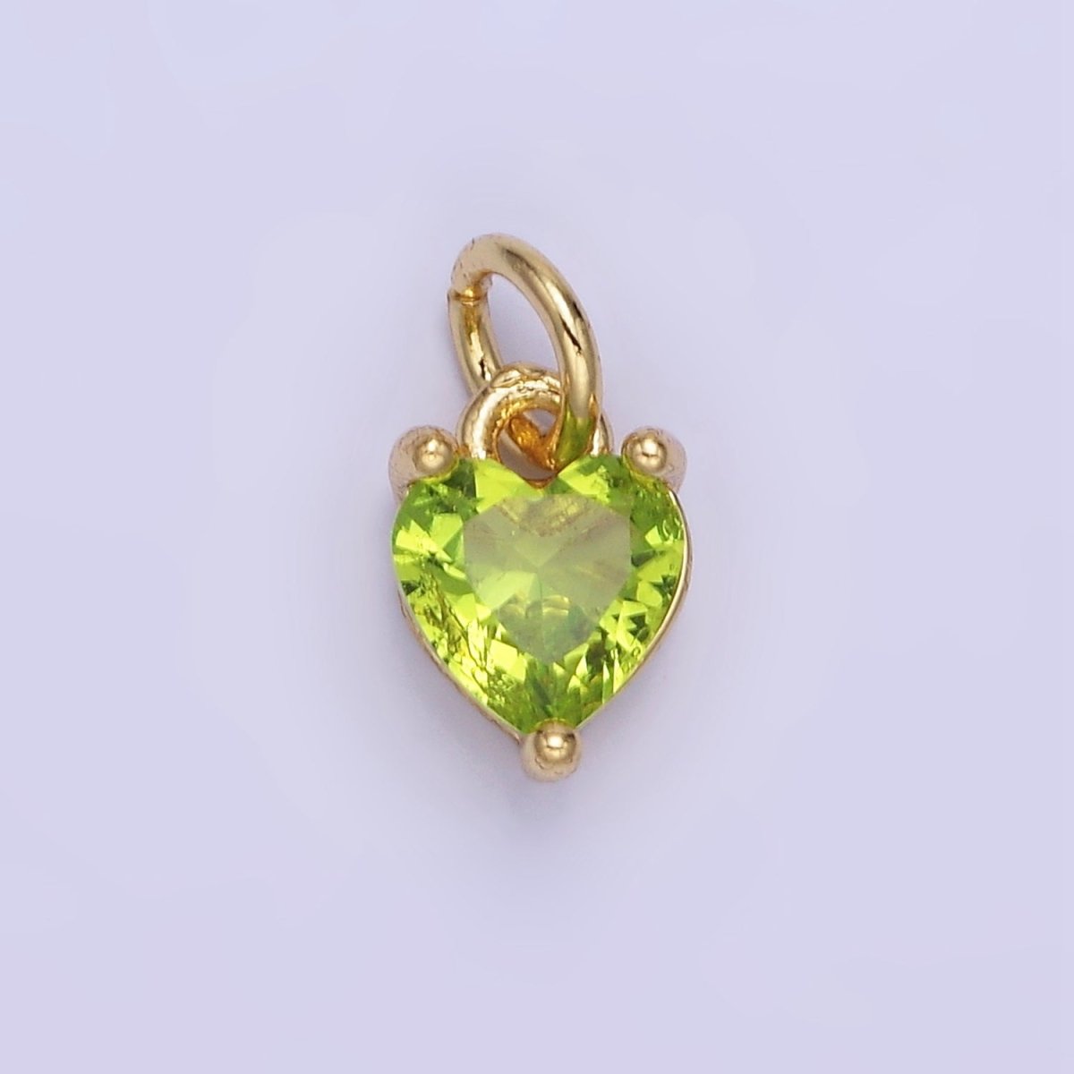 14k Gold Filled 8.7mm CZ Cubic Zirconia Heart Charm in Gold & Silver | W590 - W606 - DLUXCA