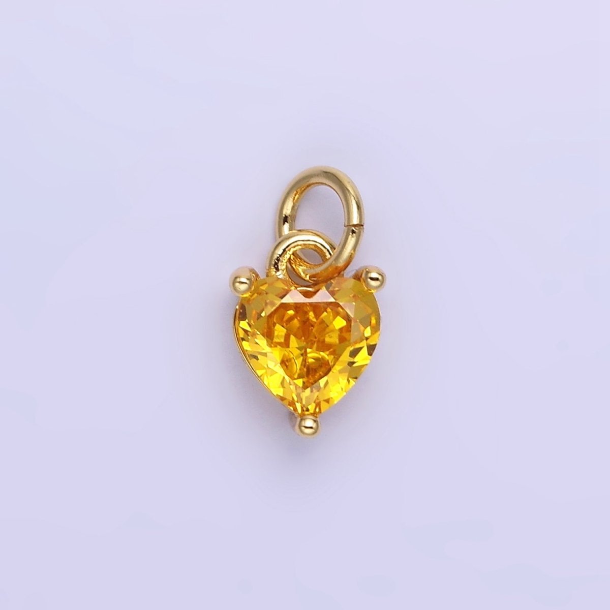 14k Gold Filled 8.7mm CZ Cubic Zirconia Heart Charm in Gold & Silver | W590 - W606 - DLUXCA