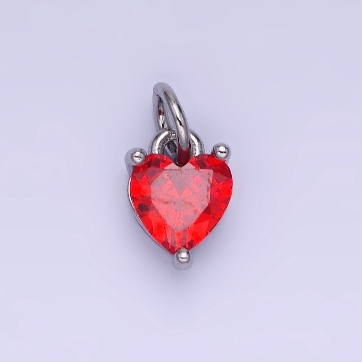 14k Gold Filled 8.7mm CZ Cubic Zirconia Heart Charm in Gold & Silver | W590 - W606 - DLUXCA