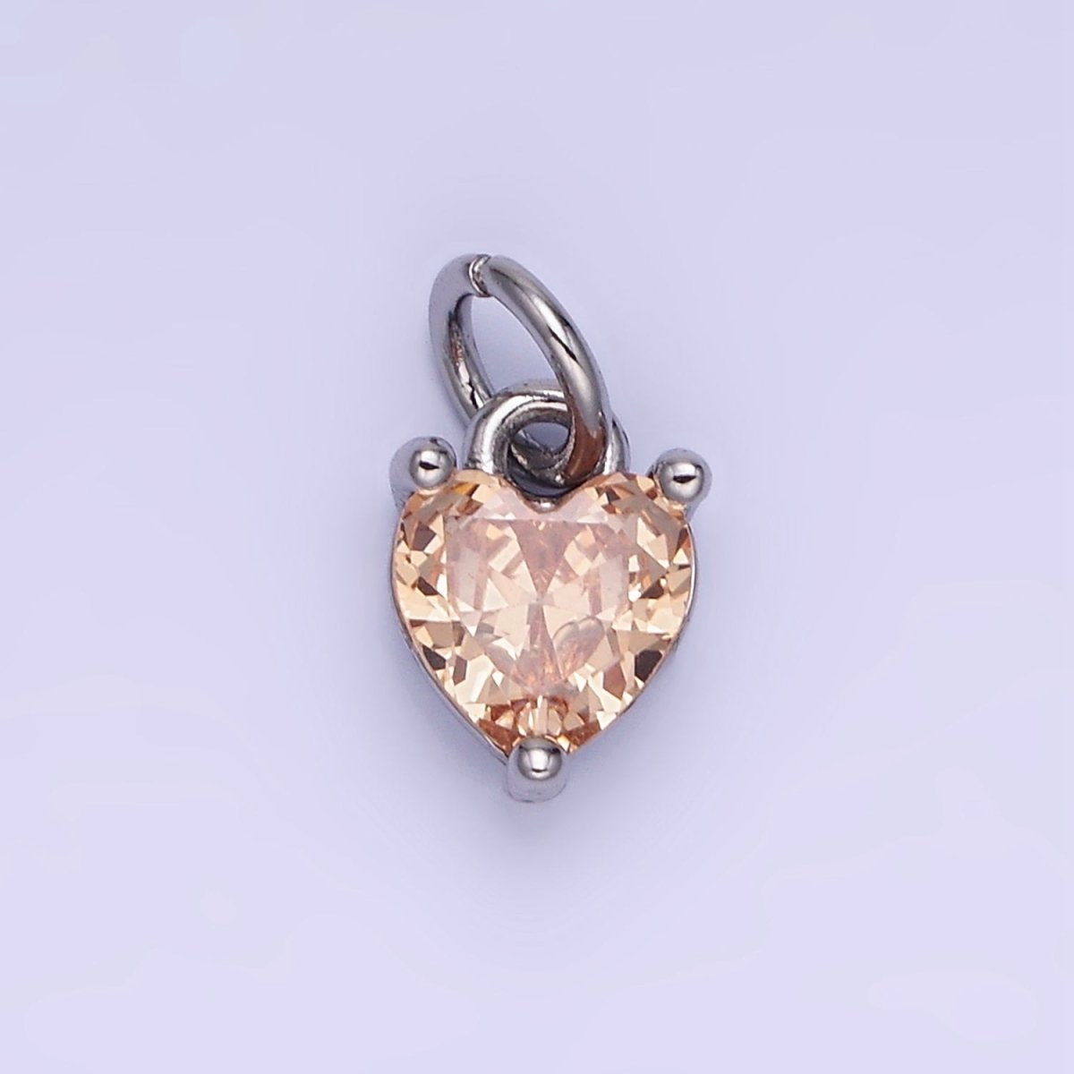 14k Gold Filled 8.7mm CZ Cubic Zirconia Heart Charm in Gold & Silver | W590 - W606 - DLUXCA