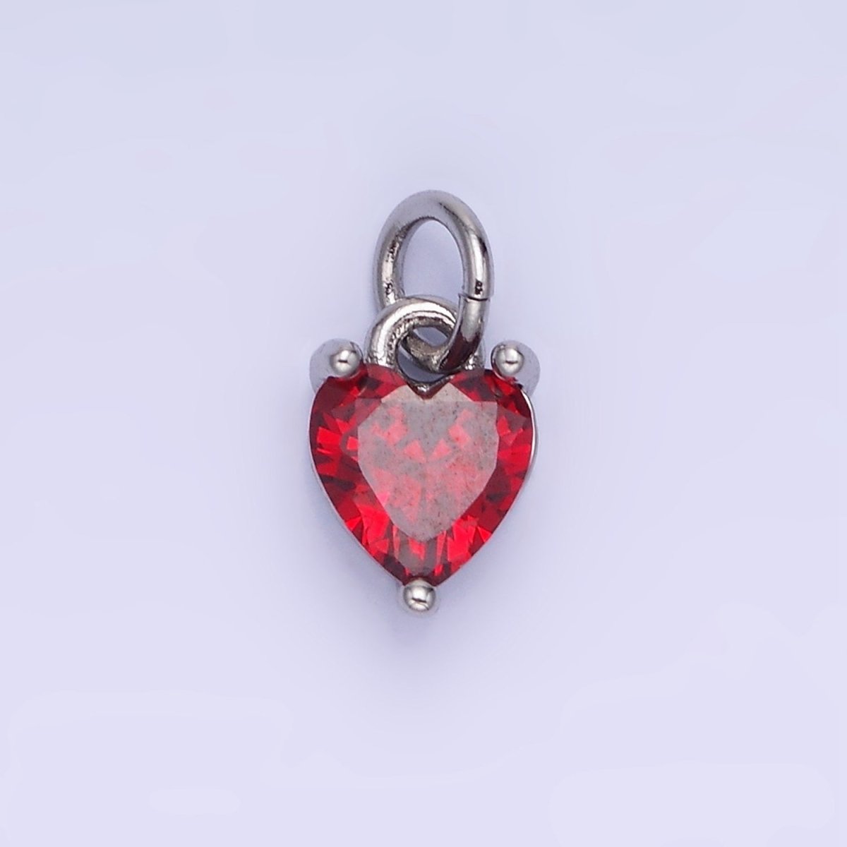 14k Gold Filled 8.7mm CZ Cubic Zirconia Heart Charm in Gold & Silver | W590 - W606 - DLUXCA