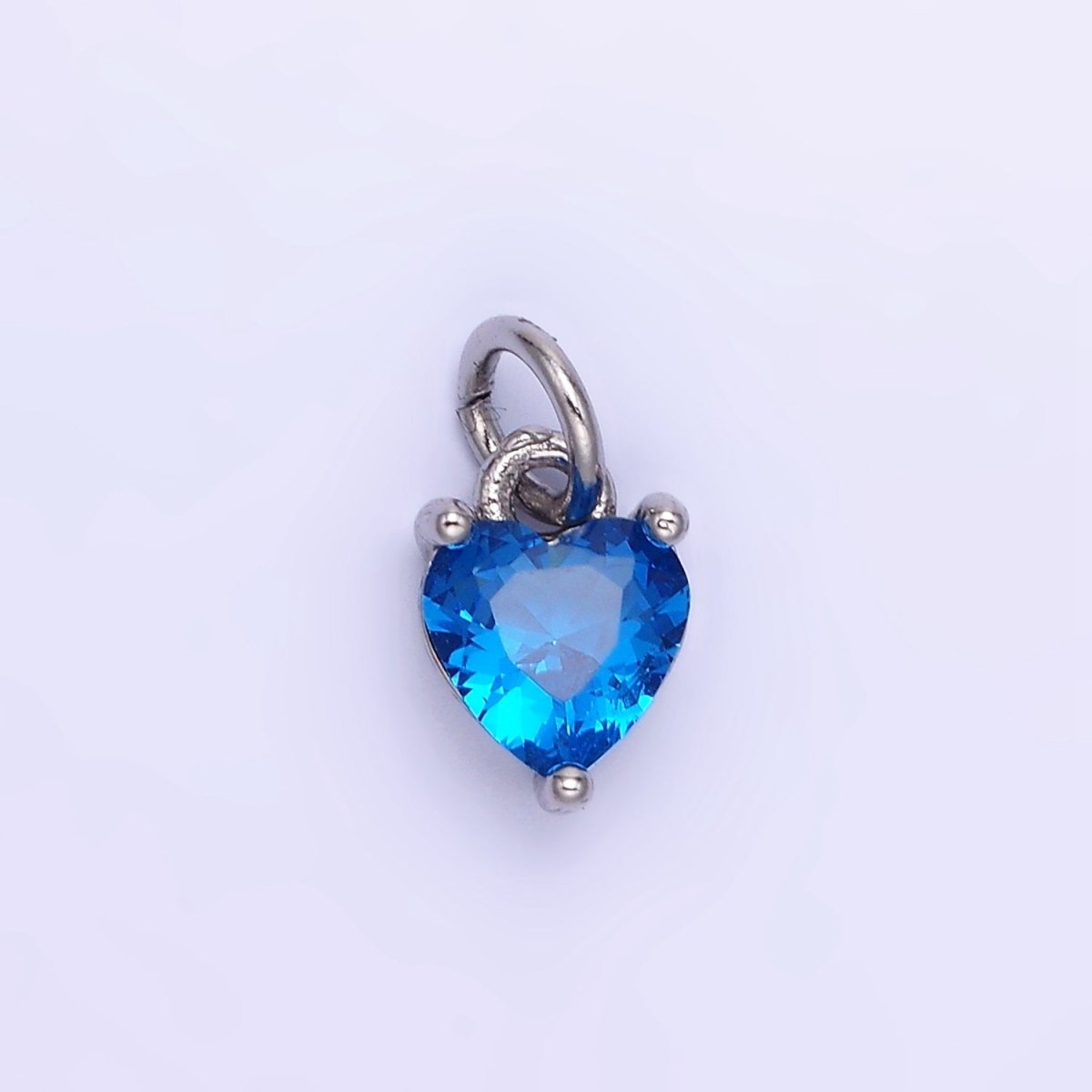 14k Gold Filled 8.7mm CZ Cubic Zirconia Heart Charm in Gold & Silver | W590 - W606 - DLUXCA