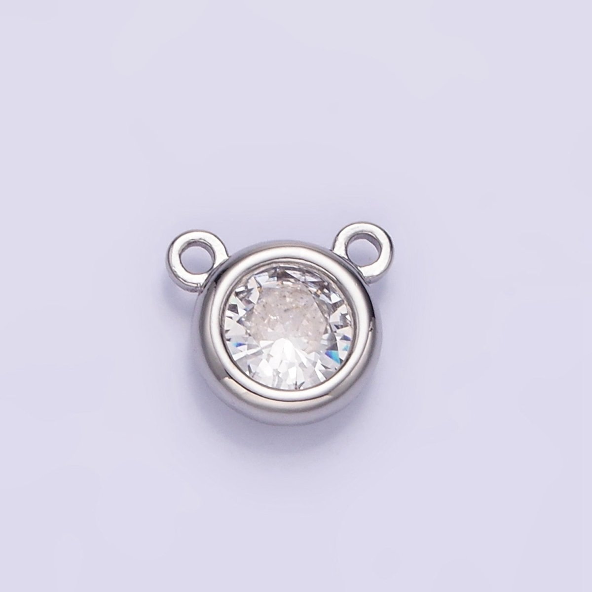14K Gold Filled 8mm Clear CZ Round Bezel Connector in Gold & Silver | G309 - DLUXCA