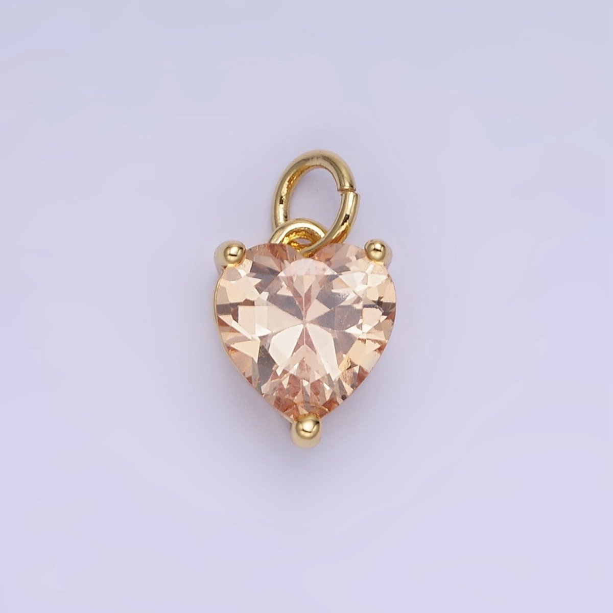 14K Gold Filled 8mm CZ Cubic Zirconia Heart Charm in Gold & Silver | W566 - W581 - DLUXCA
