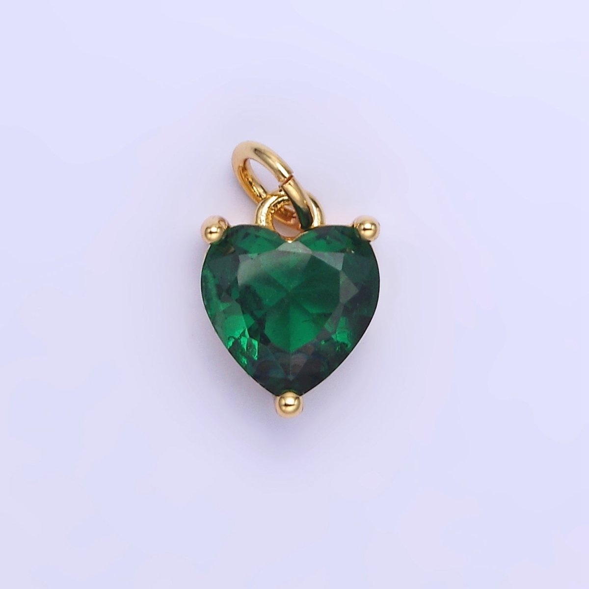 14K Gold Filled 8mm CZ Cubic Zirconia Heart Charm in Gold & Silver | W566 - W581 - DLUXCA