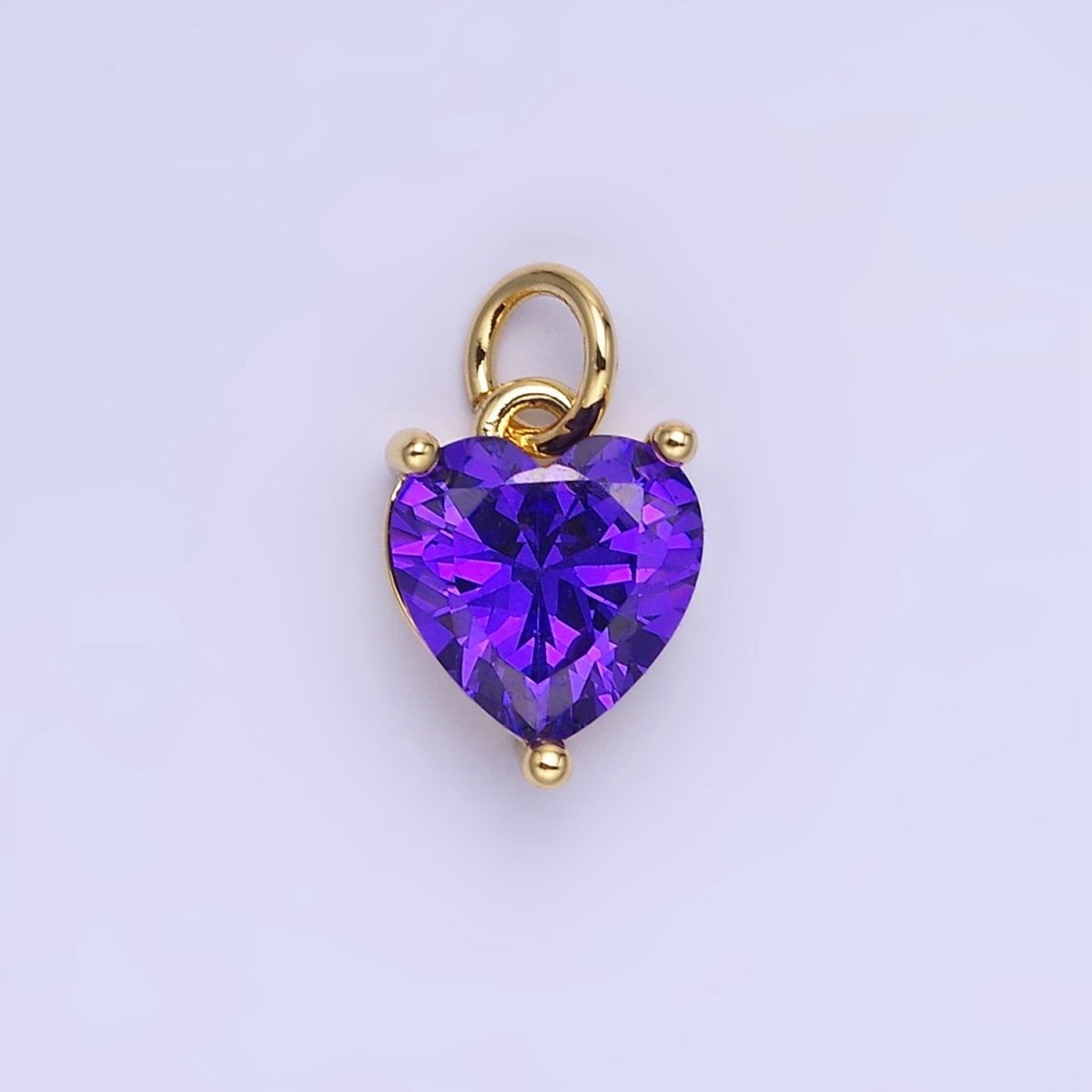 14K Gold Filled 8mm CZ Cubic Zirconia Heart Charm in Gold & Silver | W566 - W581 - DLUXCA