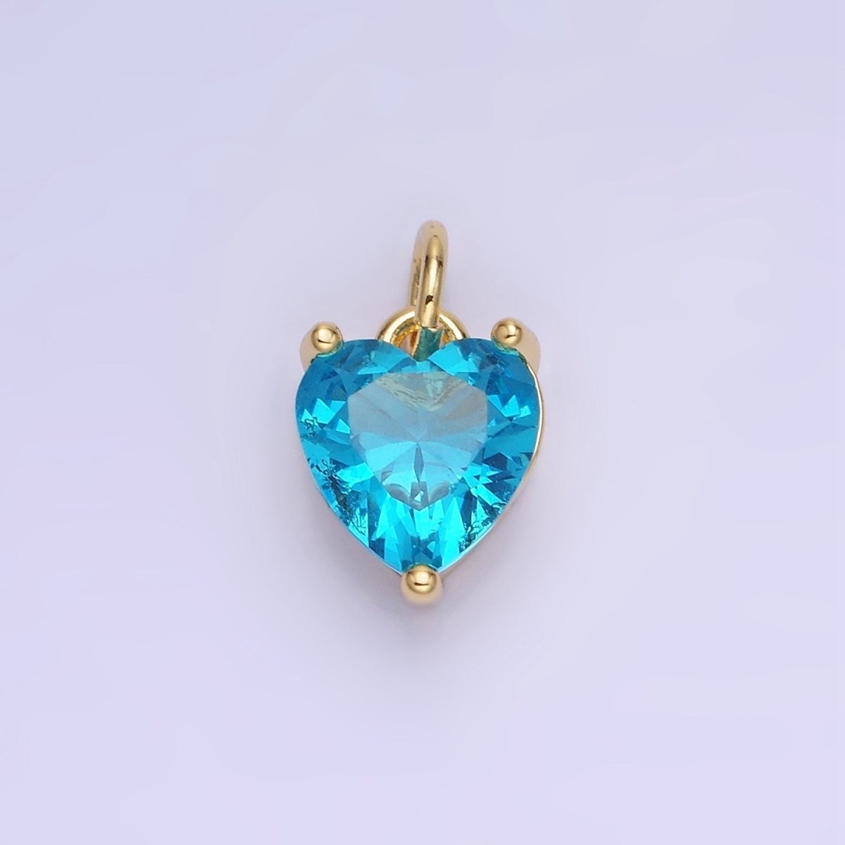 14K Gold Filled 8mm CZ Cubic Zirconia Heart Charm in Gold & Silver | W566 - W581 - DLUXCA