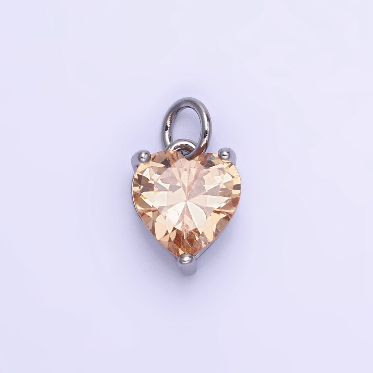 14K Gold Filled 8mm CZ Cubic Zirconia Heart Charm in Gold & Silver | W566 - W581 - DLUXCA