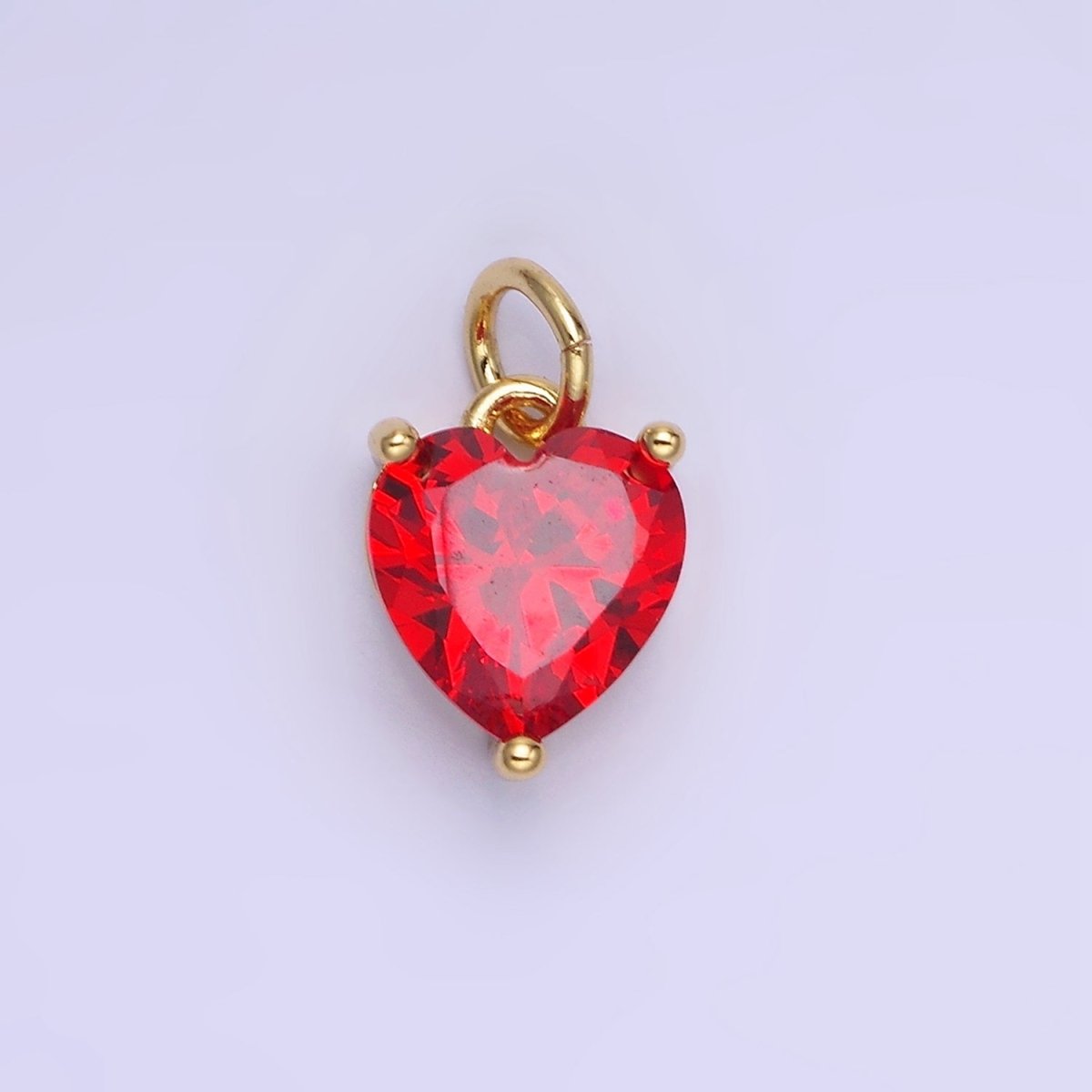 14K Gold Filled 8mm CZ Cubic Zirconia Heart Charm in Gold & Silver | W566 - W581 - DLUXCA