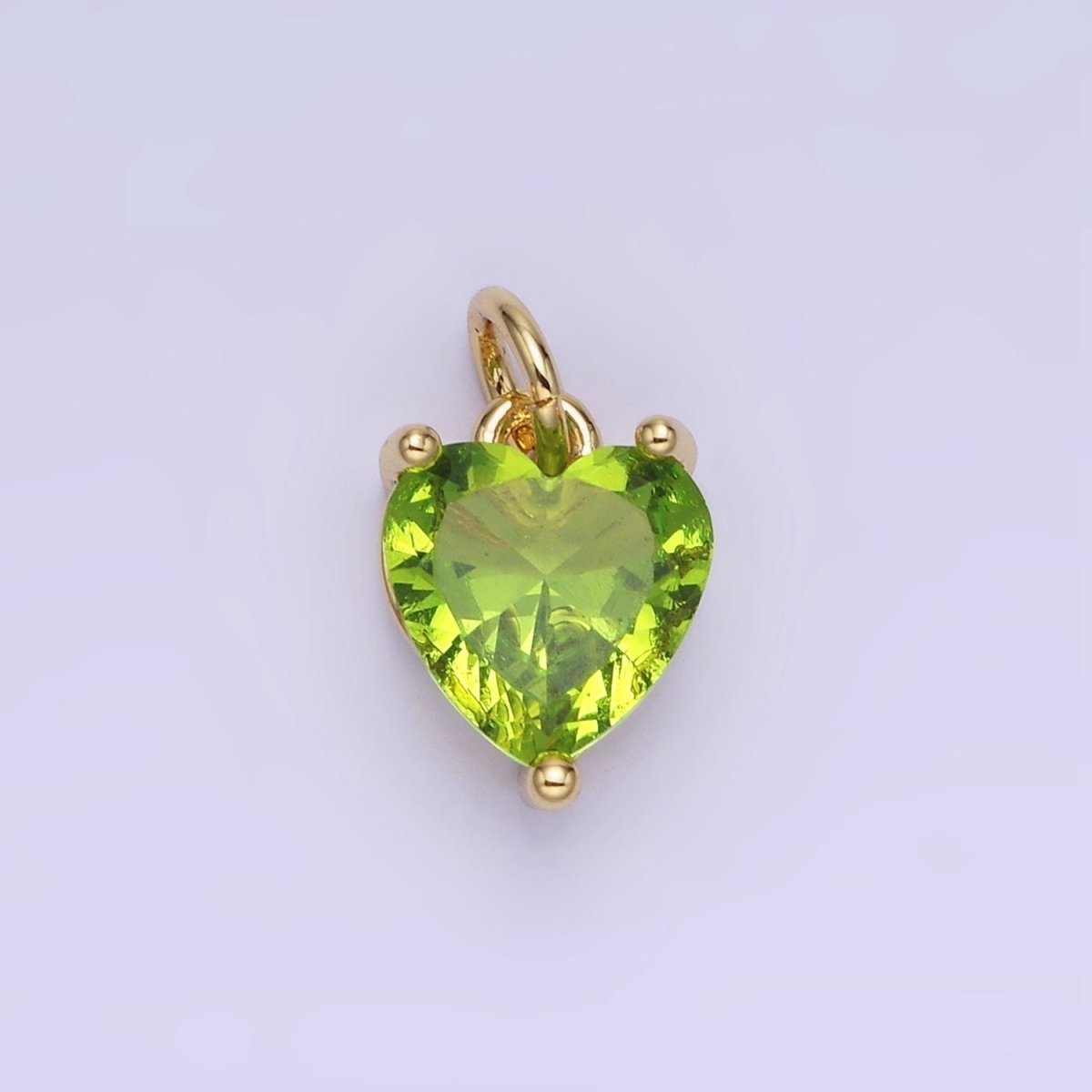 14K Gold Filled 8mm CZ Cubic Zirconia Heart Charm in Gold & Silver | W566 - W581 - DLUXCA