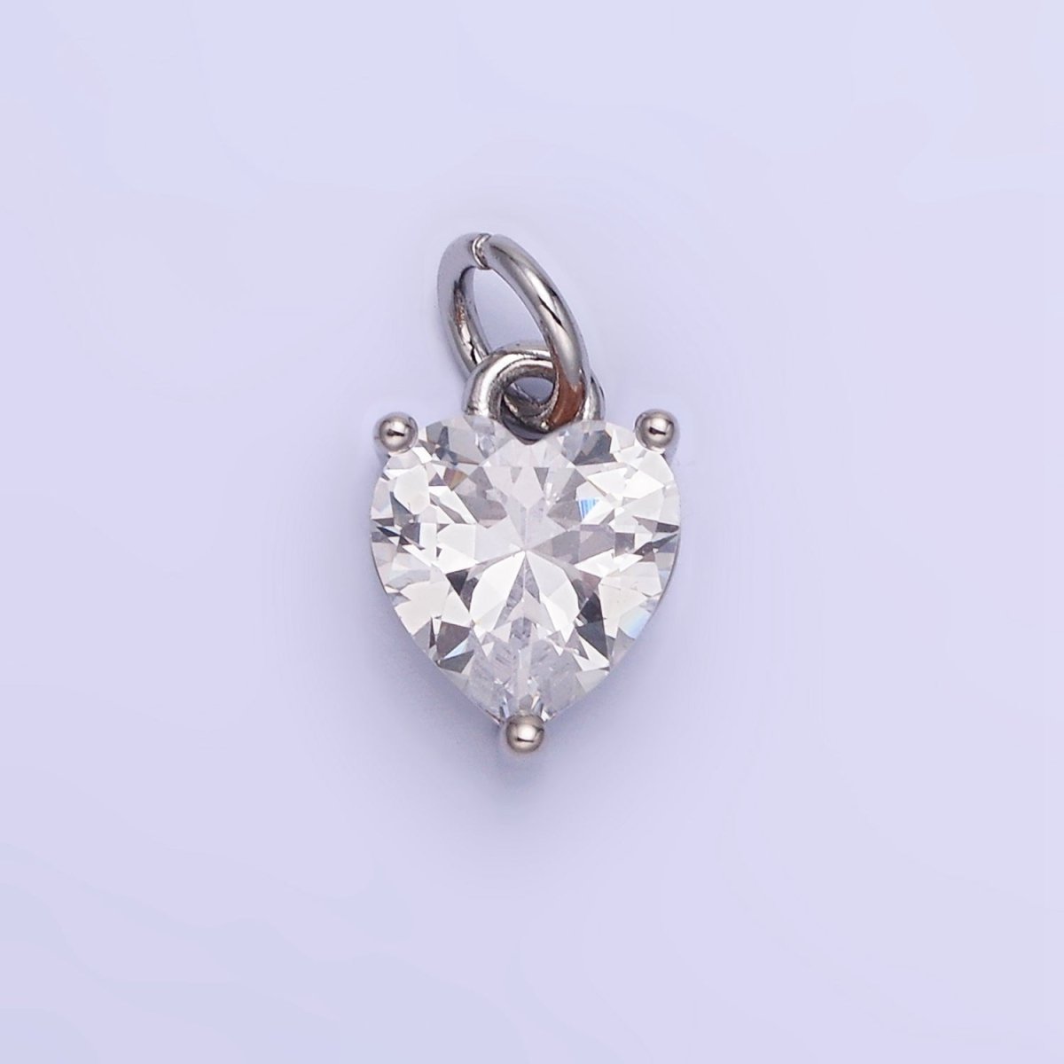 14K Gold Filled 8mm CZ Cubic Zirconia Heart Charm in Gold & Silver | W566 - W581 - DLUXCA