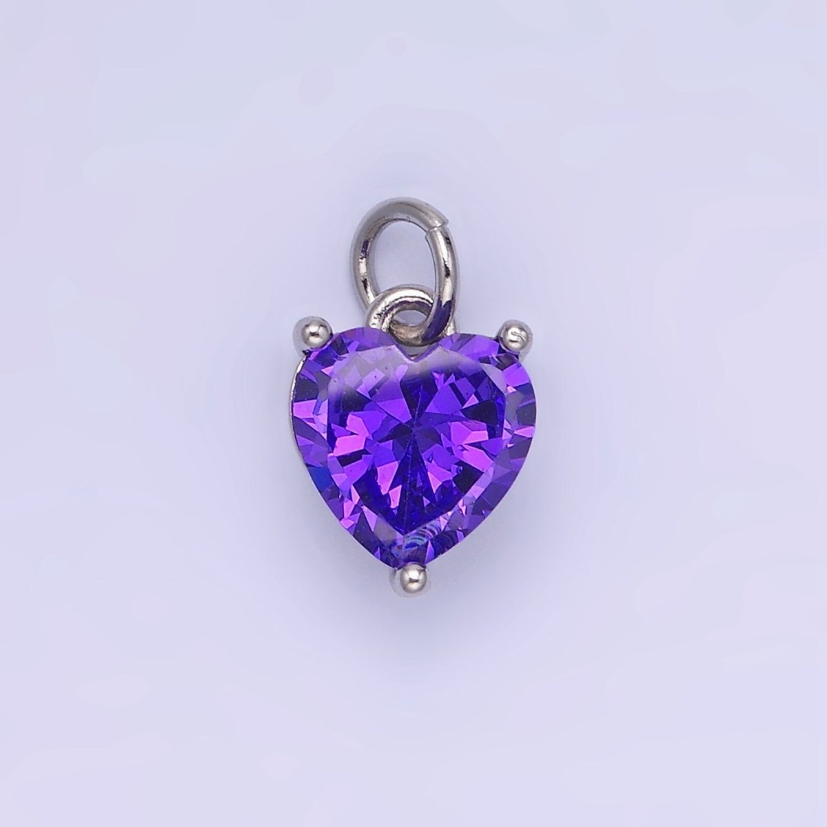 14K Gold Filled 8mm CZ Cubic Zirconia Heart Charm in Gold & Silver | W566 - W581 - DLUXCA