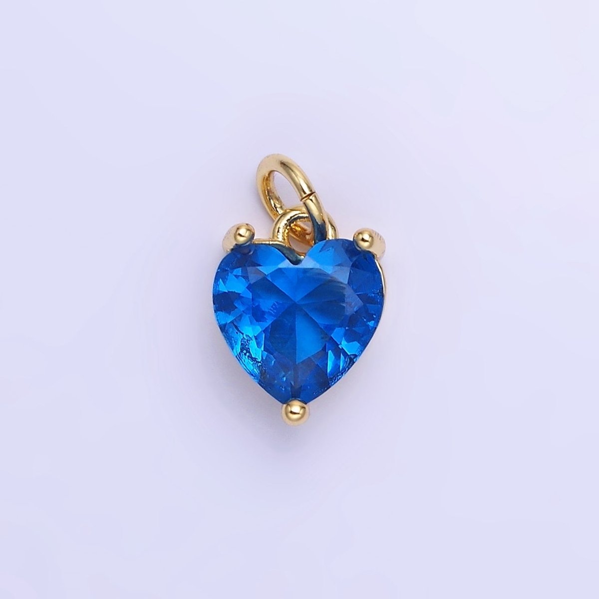 14K Gold Filled 8mm CZ Cubic Zirconia Heart Charm in Gold & Silver | W566 - W581 - DLUXCA