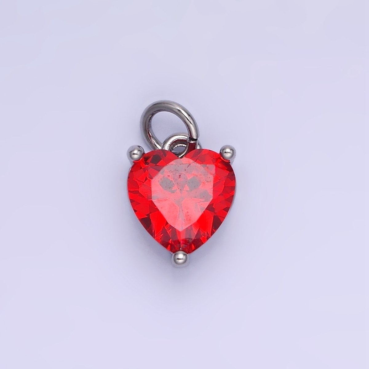 14K Gold Filled 8mm CZ Cubic Zirconia Heart Charm in Gold & Silver | W566 - W581 - DLUXCA