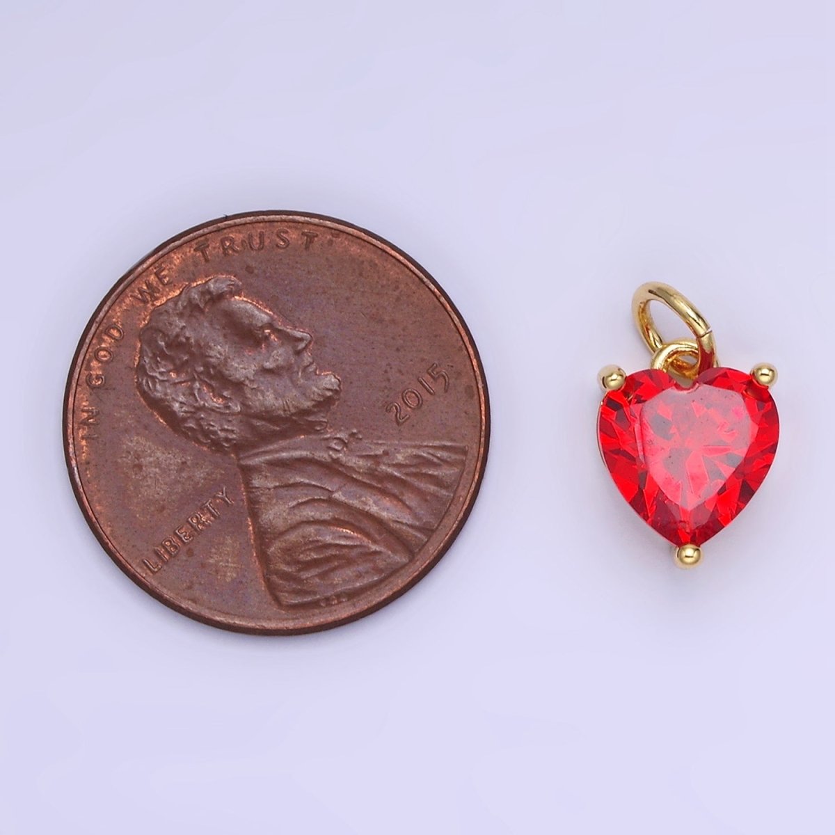 14K Gold Filled 8mm CZ Cubic Zirconia Heart Charm in Gold & Silver | W566 - W581 - DLUXCA