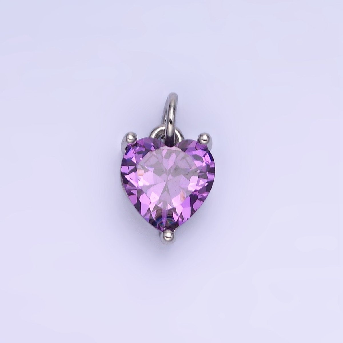 14K Gold Filled 8mm CZ Cubic Zirconia Heart Charm in Gold & Silver | W566 - W581 - DLUXCA