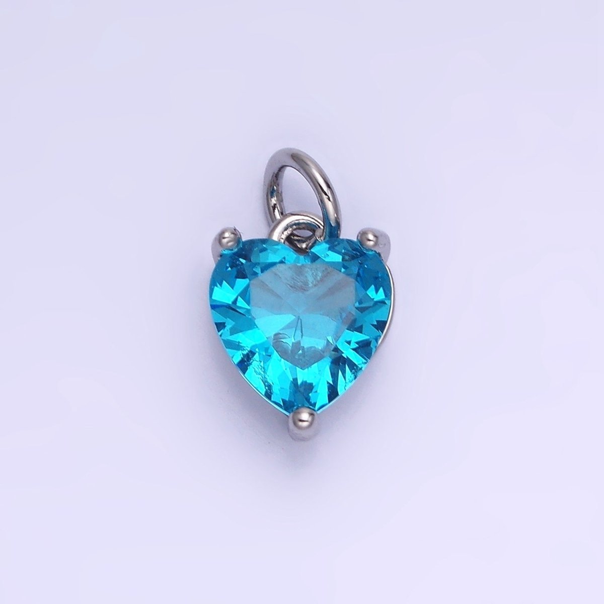 14K Gold Filled 8mm CZ Cubic Zirconia Heart Charm in Gold & Silver | W566 - W581 - DLUXCA