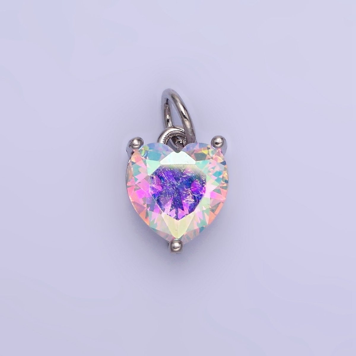 14K Gold Filled 8mm CZ Cubic Zirconia Heart Charm in Gold & Silver | W566 - W581 - DLUXCA