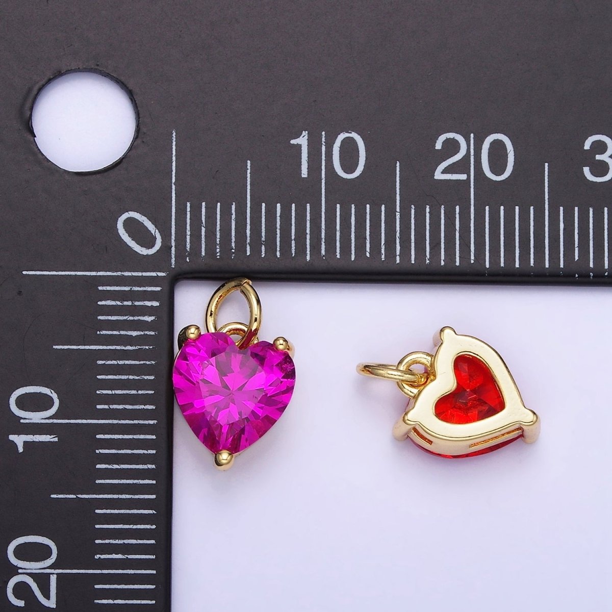 14K Gold Filled 8mm CZ Cubic Zirconia Heart Charm in Gold & Silver | W566 - W581 - DLUXCA