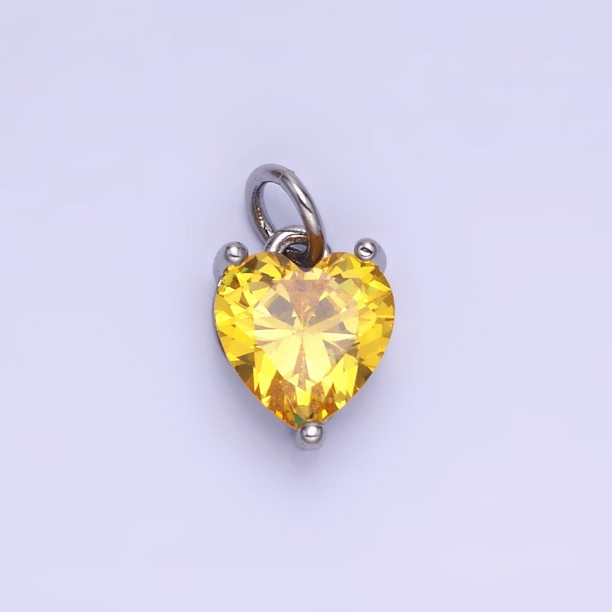 14K Gold Filled 8mm CZ Cubic Zirconia Heart Charm in Gold & Silver | W566 - W581 - DLUXCA
