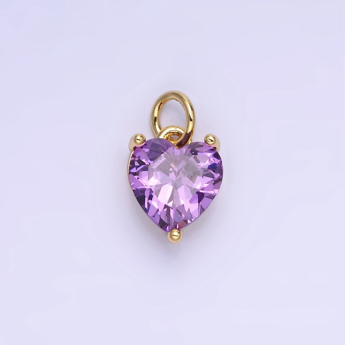 14K Gold Filled 8mm CZ Cubic Zirconia Heart Charm in Gold & Silver | W566 - W581 - DLUXCA