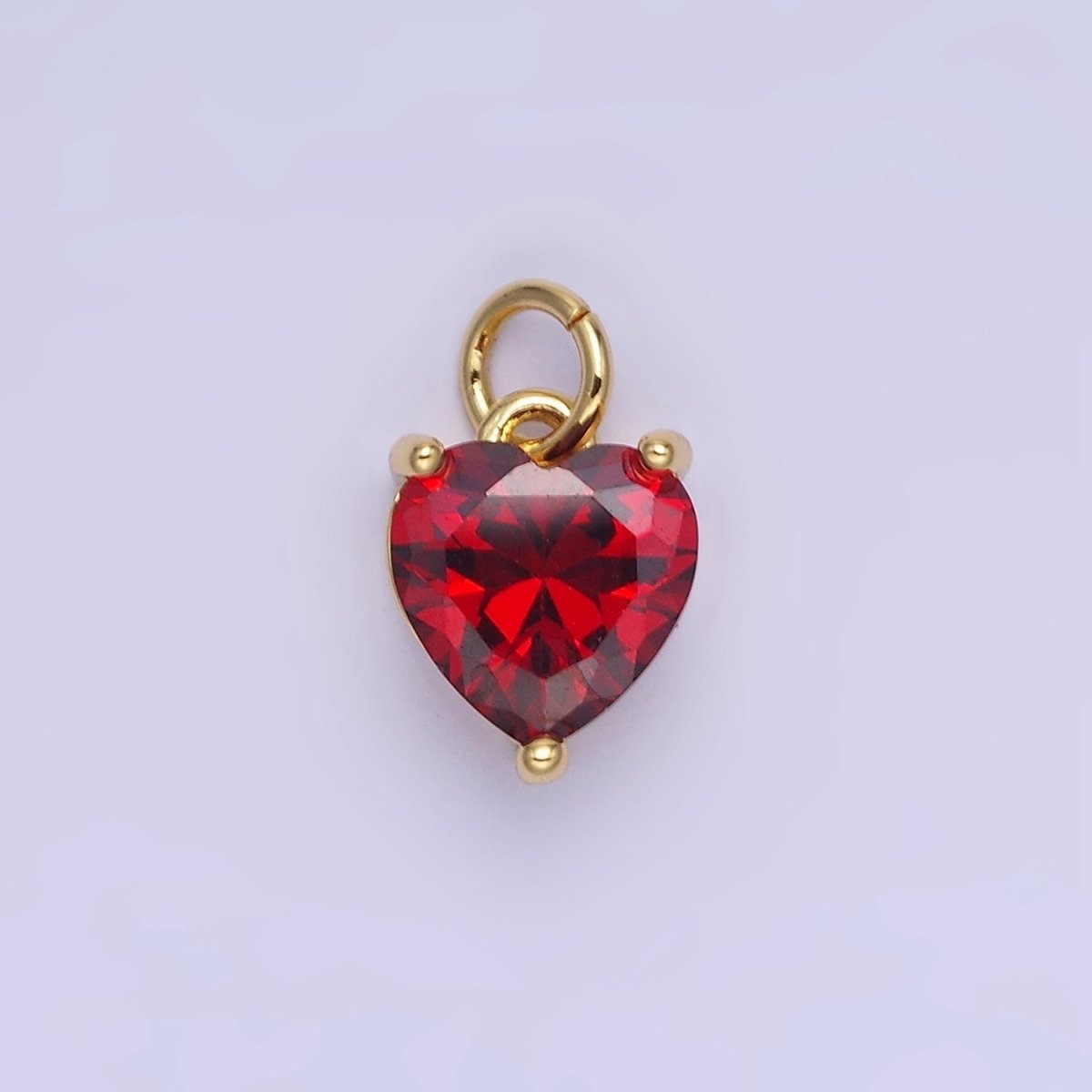 14K Gold Filled 8mm CZ Cubic Zirconia Heart Charm in Gold & Silver | W566 - W581 - DLUXCA