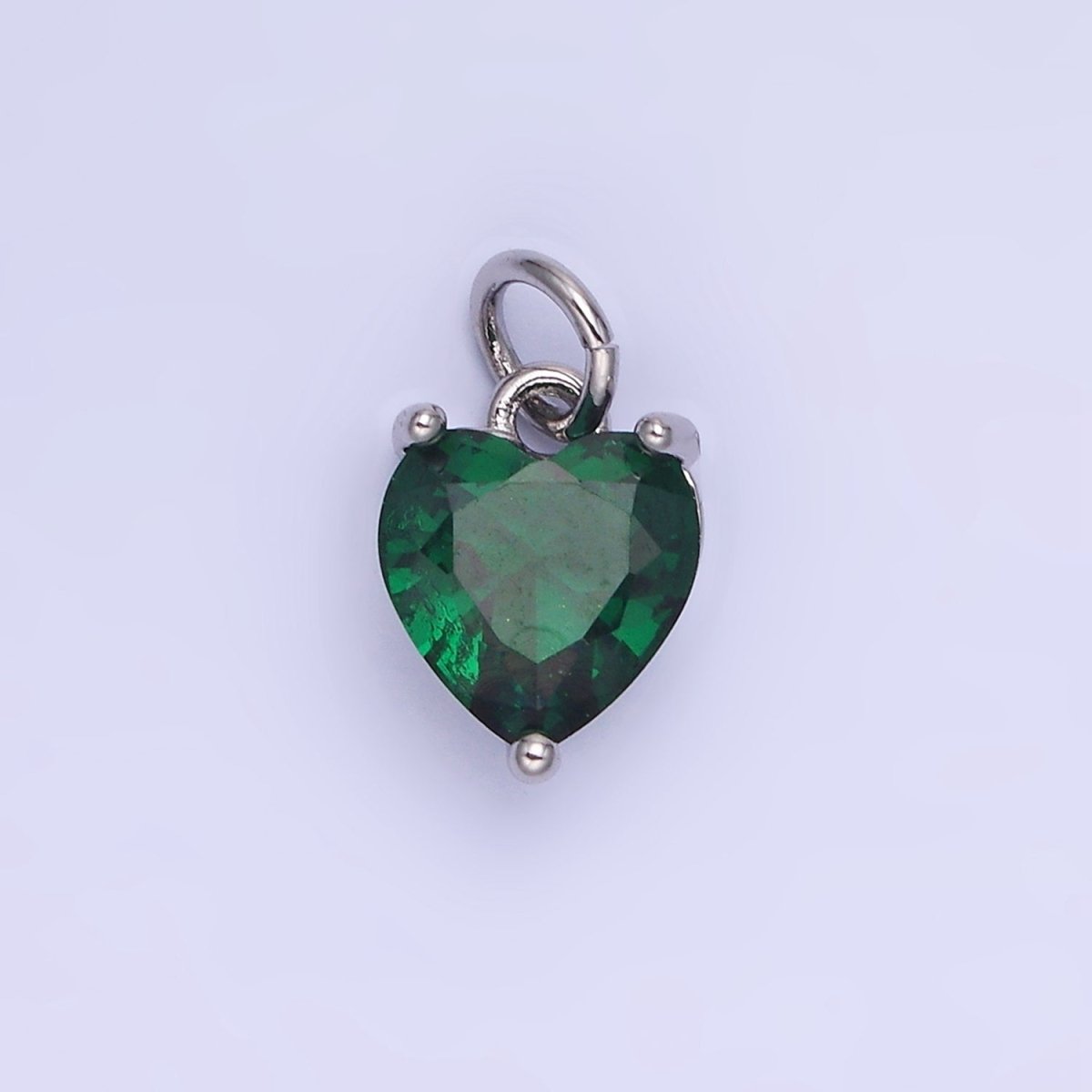 14K Gold Filled 8mm CZ Cubic Zirconia Heart Charm in Gold & Silver | W566 - W581 - DLUXCA