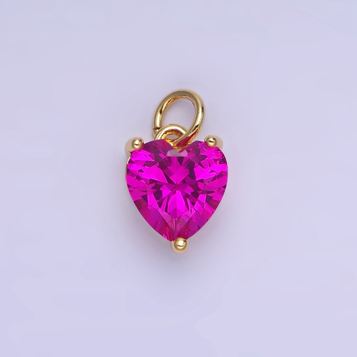 14K Gold Filled 8mm CZ Cubic Zirconia Heart Charm in Gold & Silver | W566 - W581 - DLUXCA