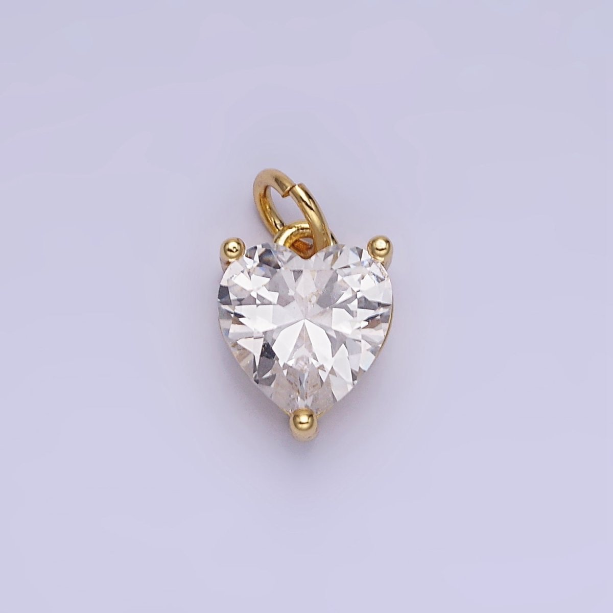 14K Gold Filled 8mm CZ Cubic Zirconia Heart Charm in Gold & Silver | W566 - W581 - DLUXCA
