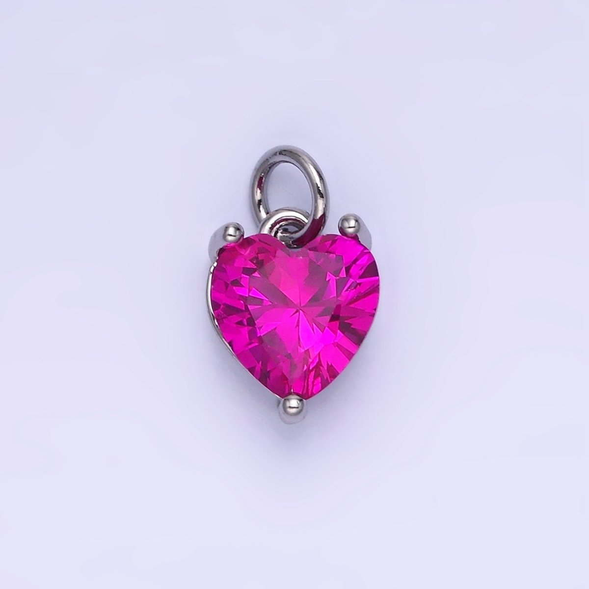 14K Gold Filled 8mm CZ Cubic Zirconia Heart Charm in Gold & Silver | W566 - W581 - DLUXCA