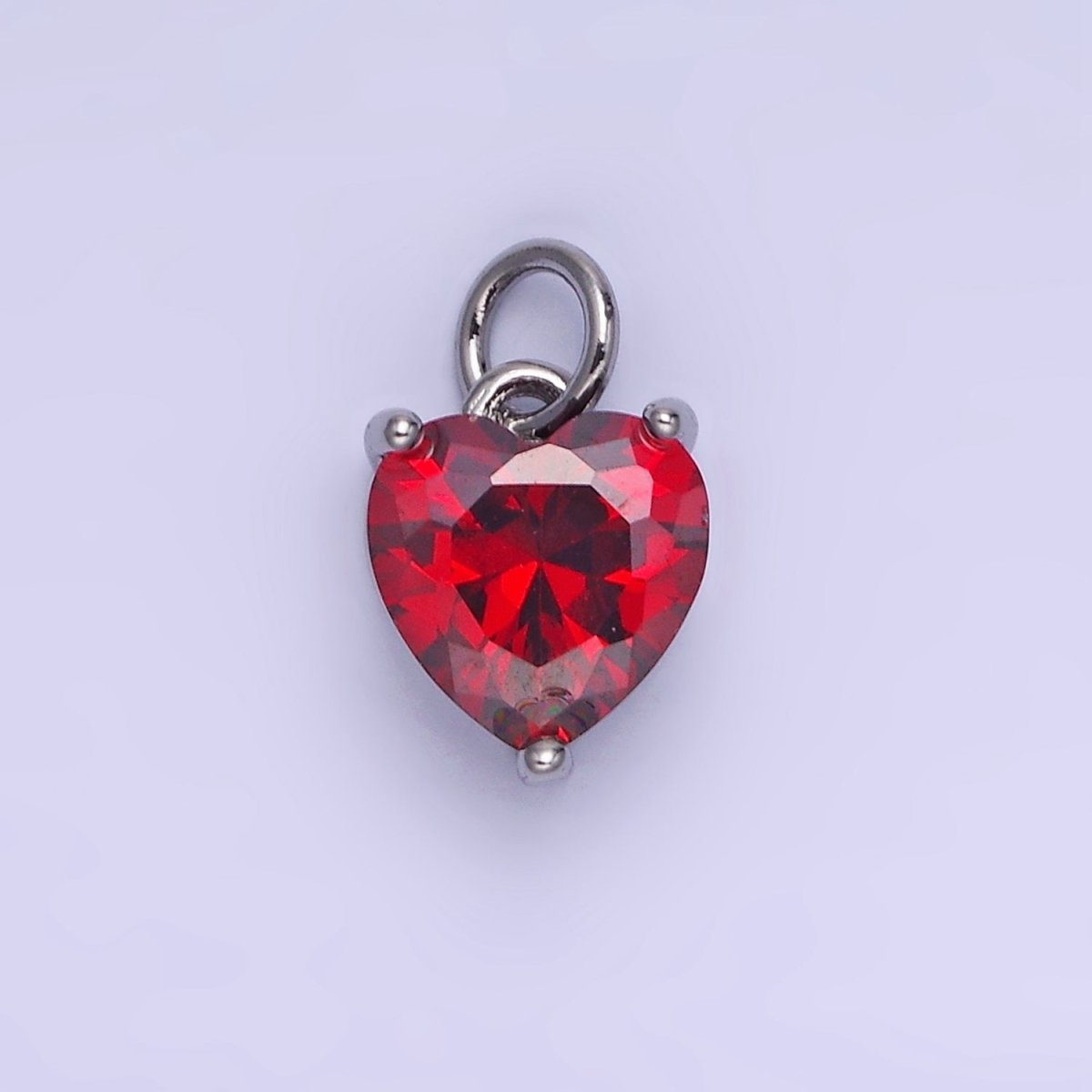 14K Gold Filled 8mm CZ Cubic Zirconia Heart Charm in Gold & Silver | W566 - W581 - DLUXCA