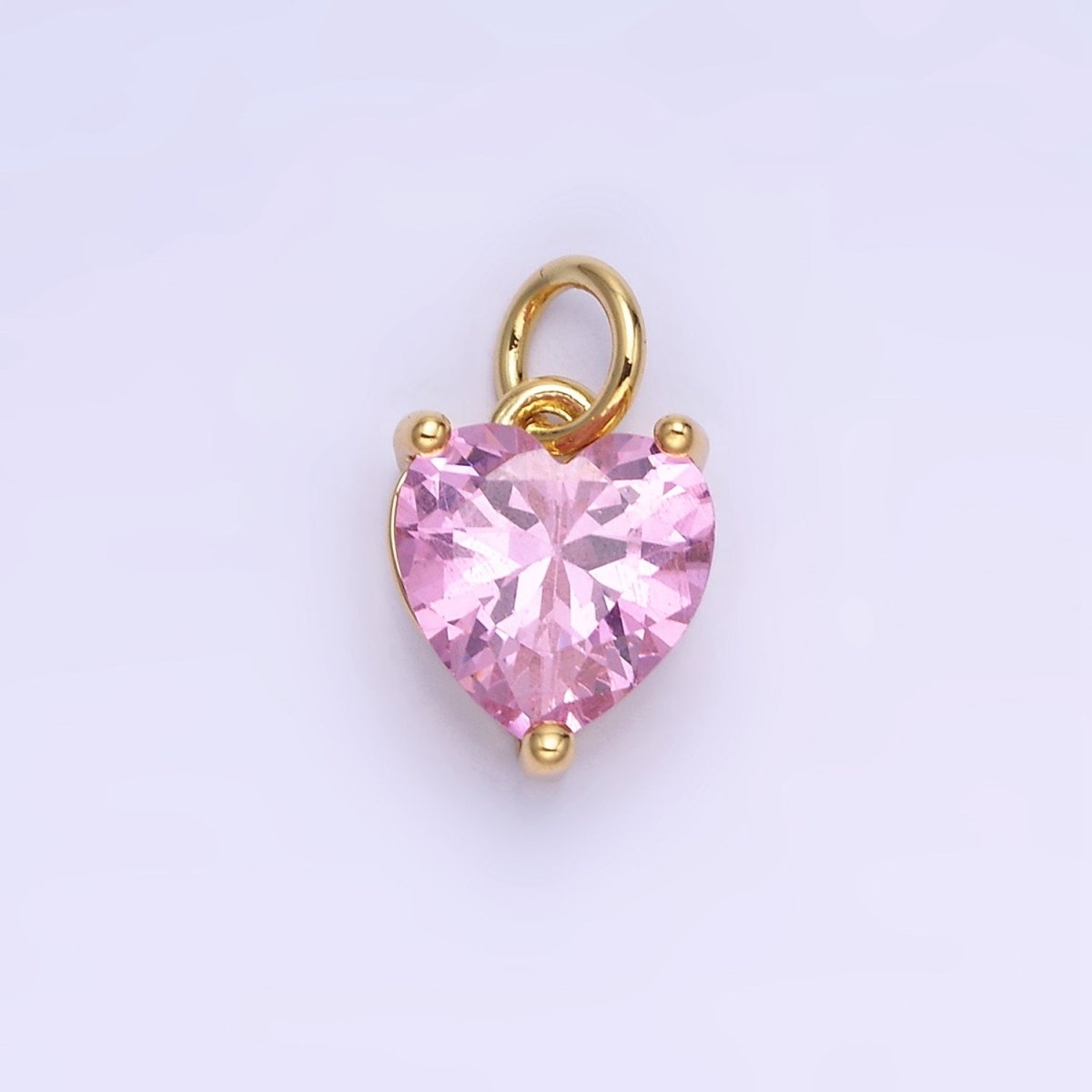 14K Gold Filled 8mm CZ Cubic Zirconia Heart Charm in Gold & Silver | W566 - W581 - DLUXCA