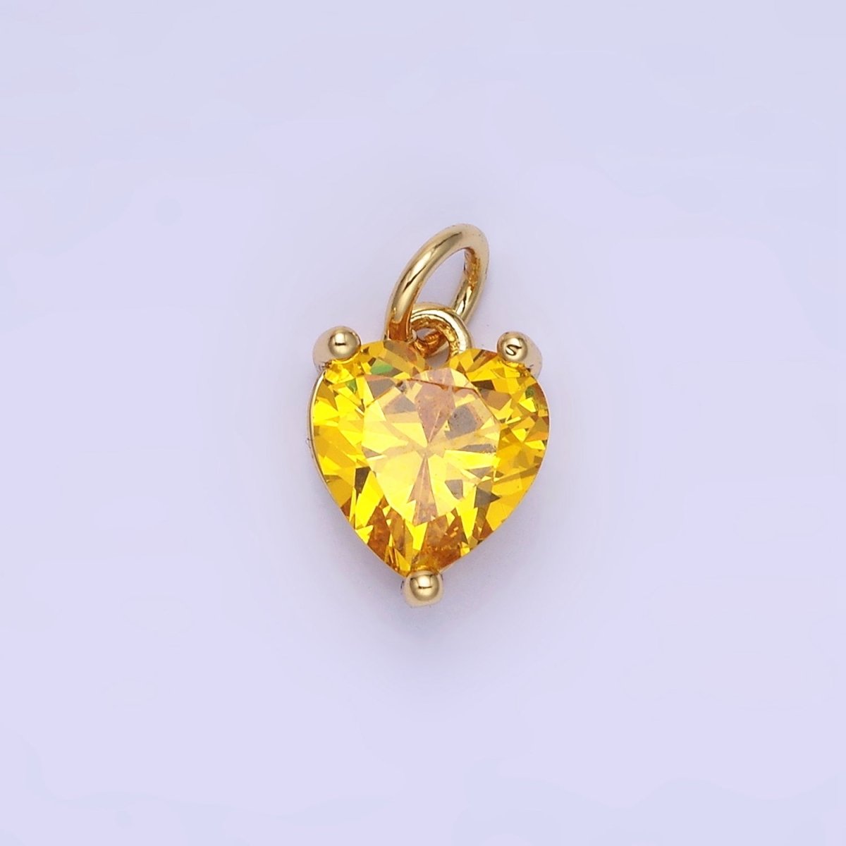 14K Gold Filled 8mm CZ Cubic Zirconia Heart Charm in Gold & Silver | W566 - W581 - DLUXCA