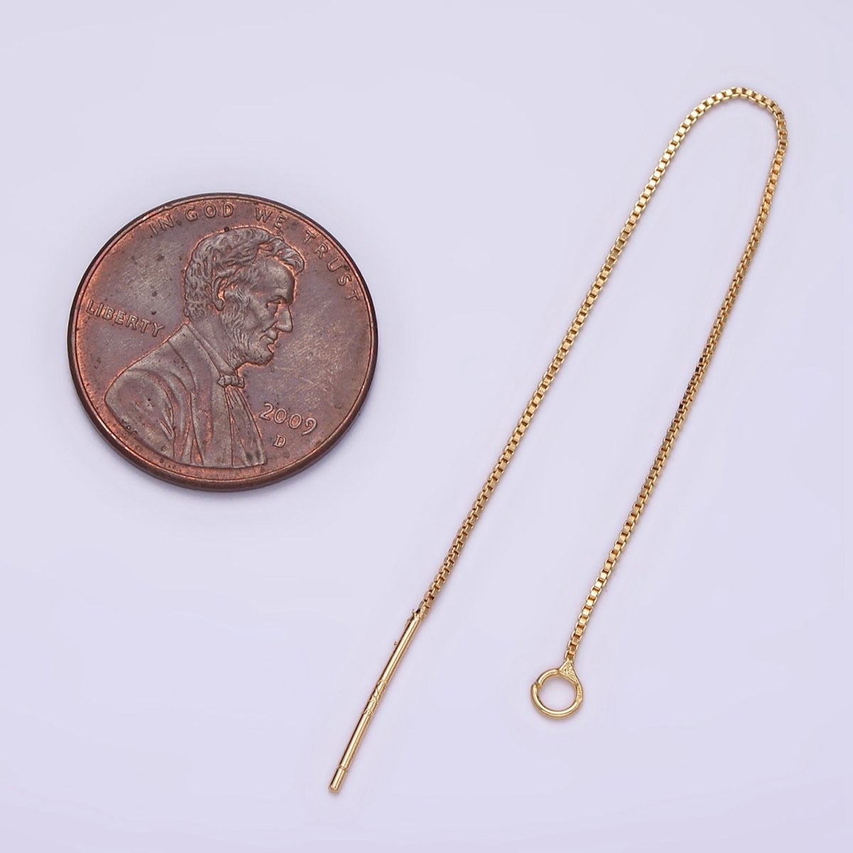 14K Gold Filled 90mm Box Chain Threader Earrings Jewelry Making Findings Supply | Z-505 - DLUXCA
