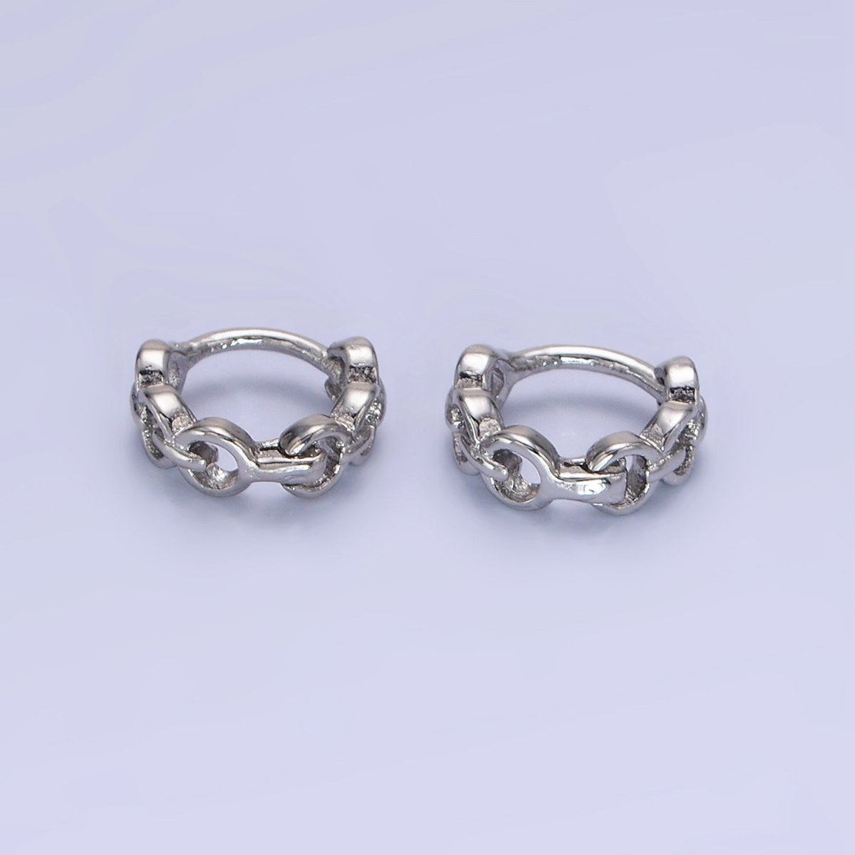 14K Gold Filled 9mm Cable Link Cartilage Huggie Earrings in Gold & Silver | AB1252 AB1253 - DLUXCA