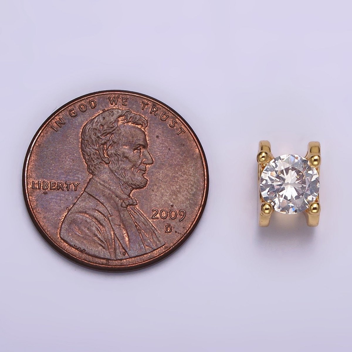 14K Gold Filled 9mm Clear CZ Round Claw Bead | B841 - DLUXCA