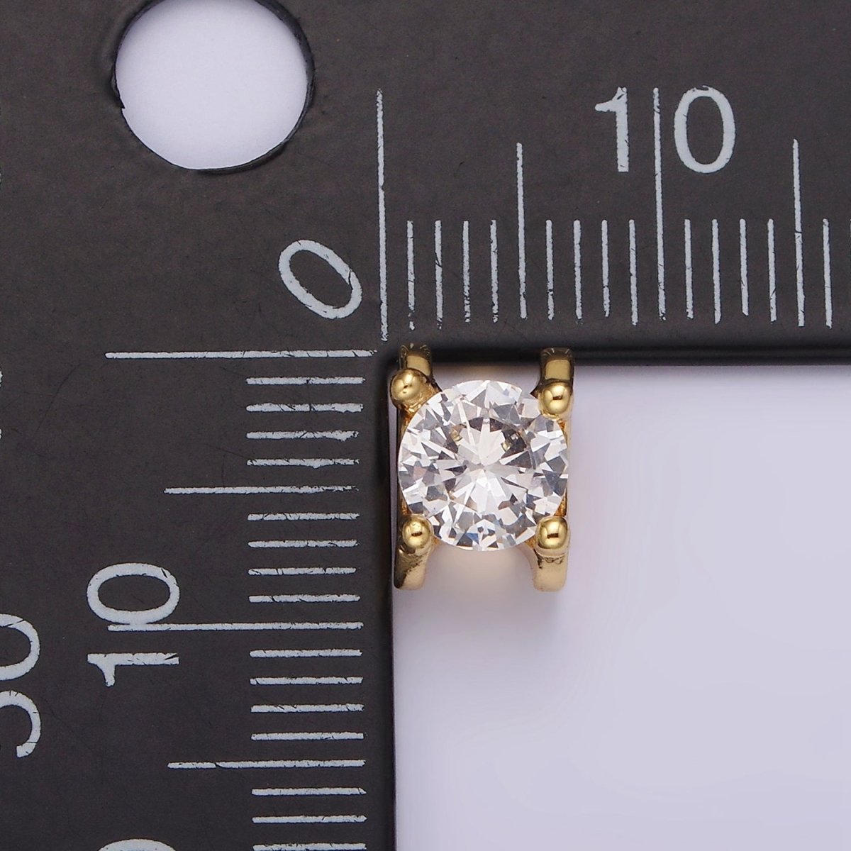 14K Gold Filled 9mm Clear CZ Round Claw Bead | B841 - DLUXCA