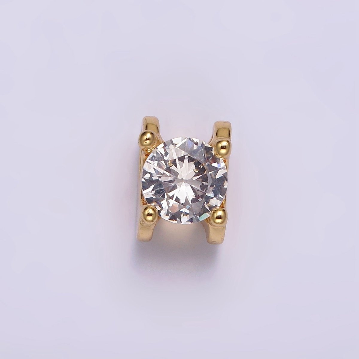 14K Gold Filled 9mm Clear CZ Round Claw Bead | B841 - DLUXCA