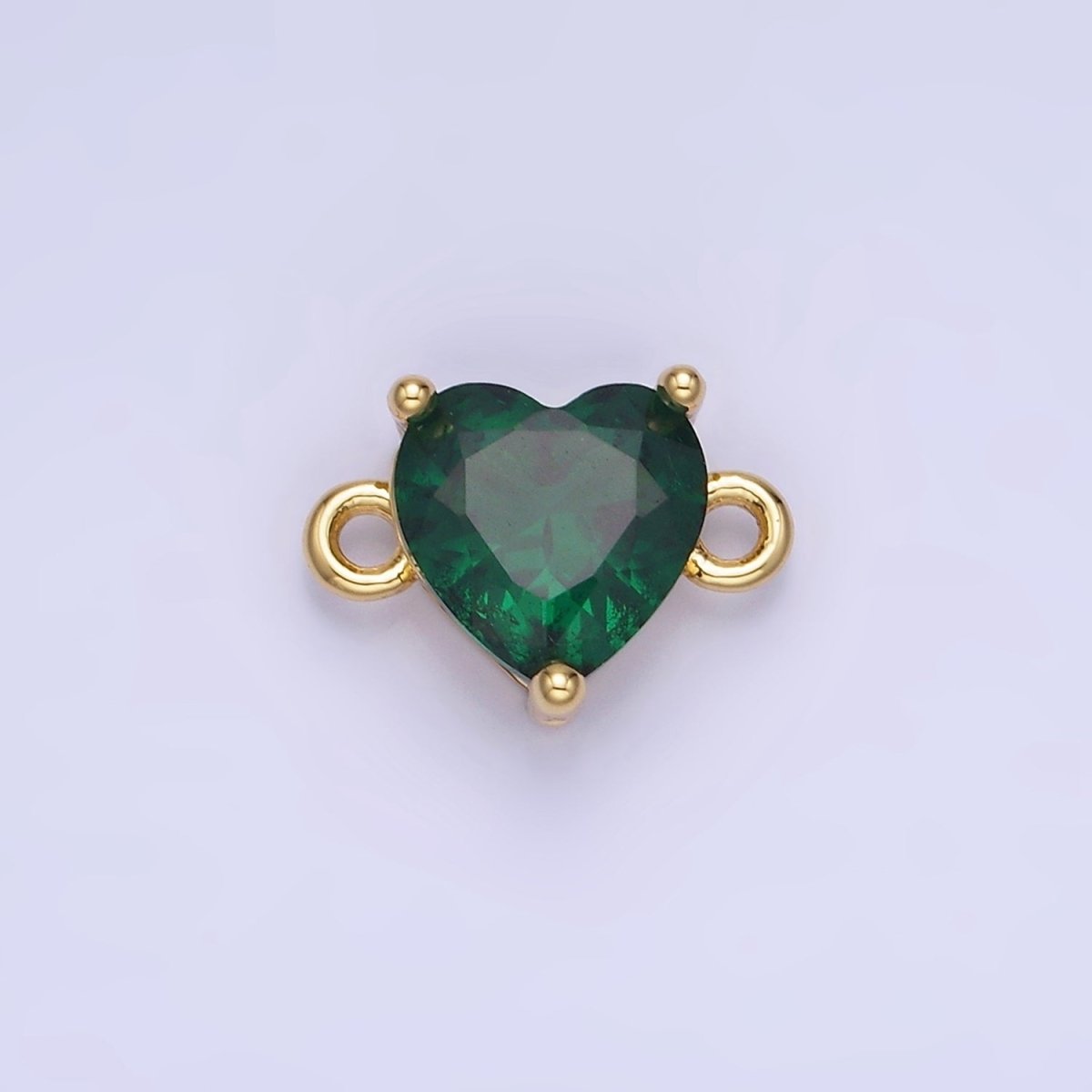 14K Gold Filled 9mm CZ Cubic Zirconia Heart Connector | G324 - DLUXCA