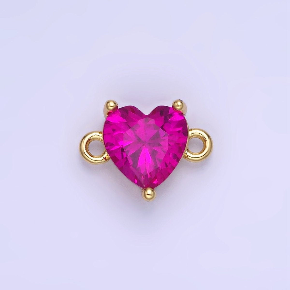 14K Gold Filled 9mm CZ Cubic Zirconia Heart Connector | G324 - DLUXCA