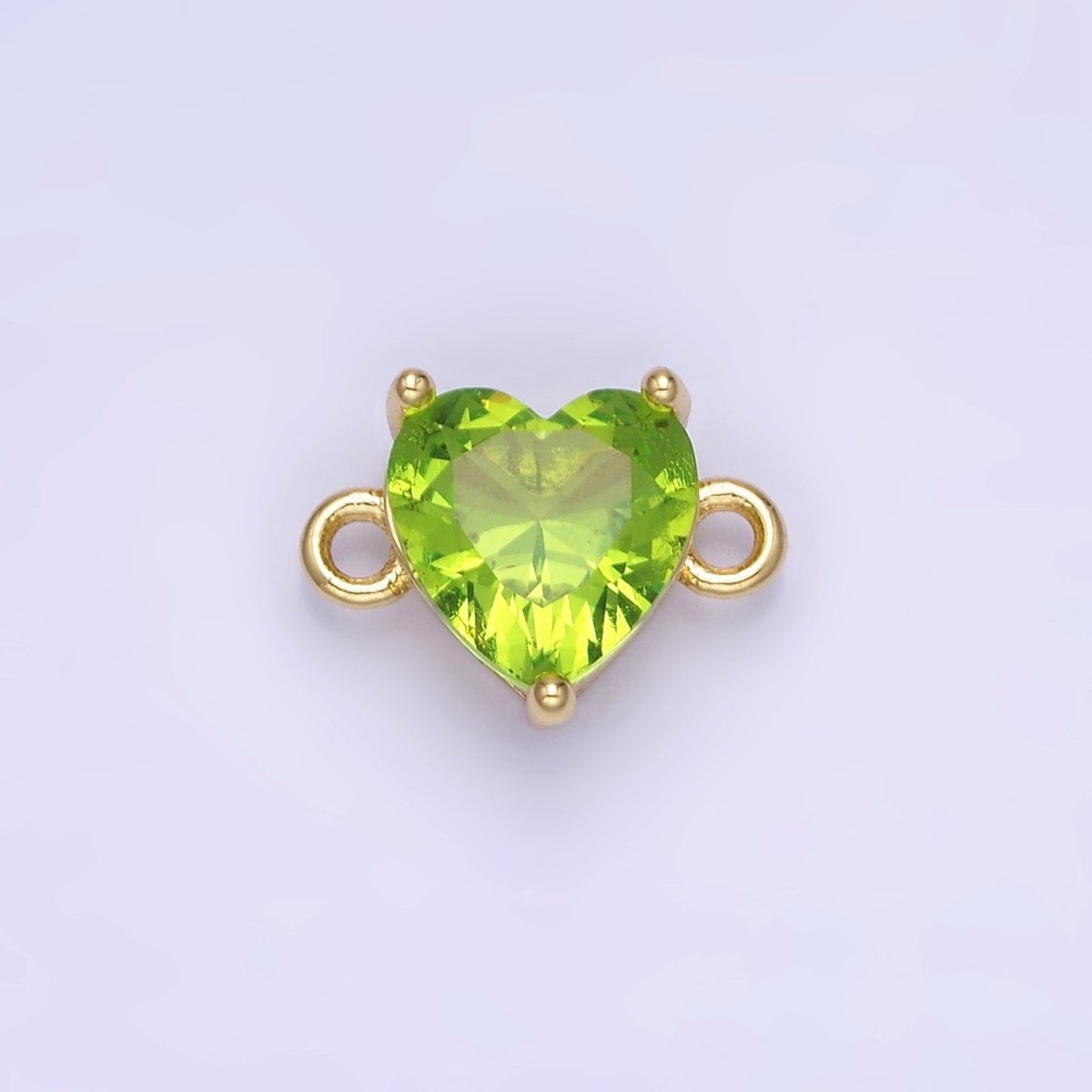 14K Gold Filled 9mm CZ Cubic Zirconia Heart Connector | G324 - DLUXCA