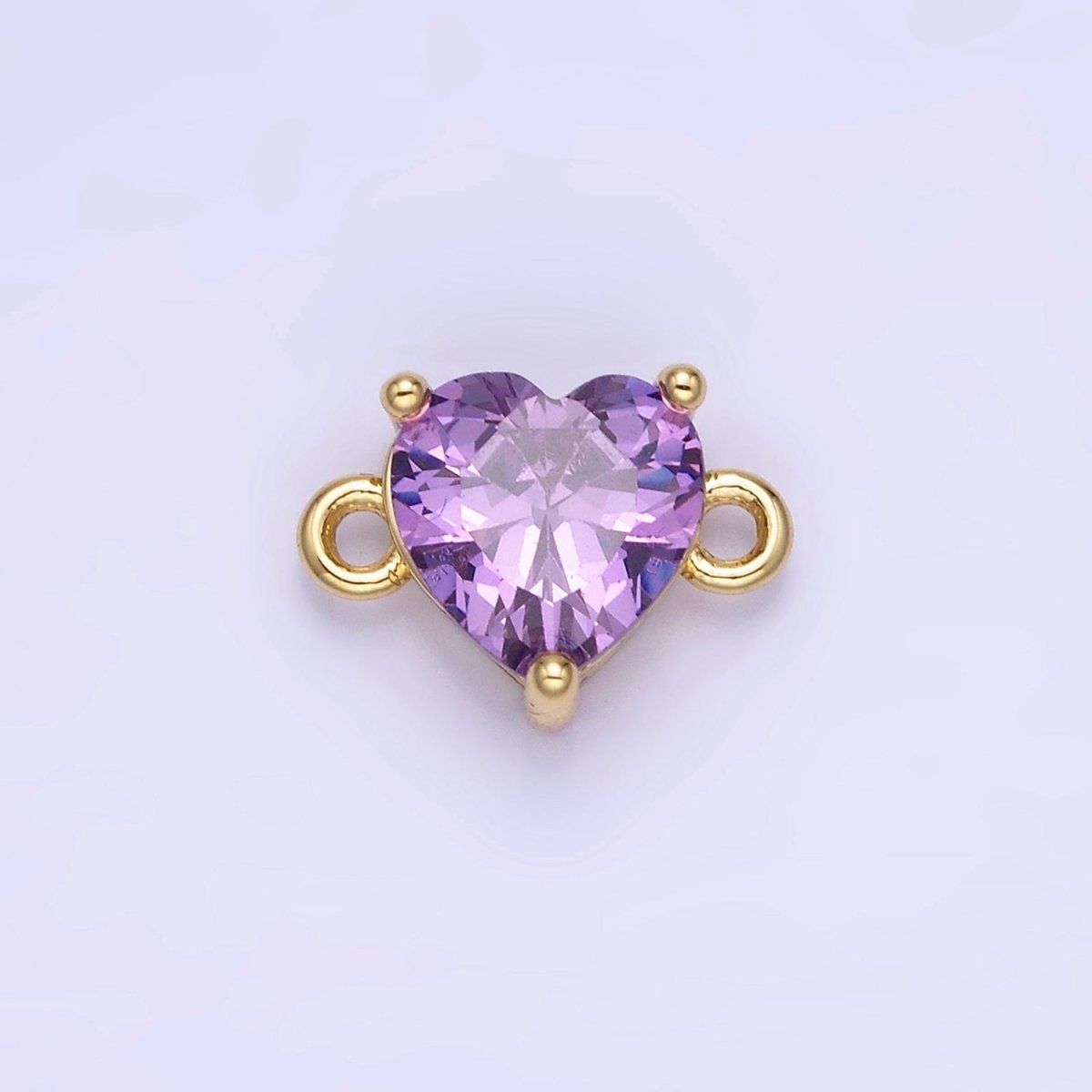 14K Gold Filled 9mm CZ Cubic Zirconia Heart Connector | G324 - DLUXCA