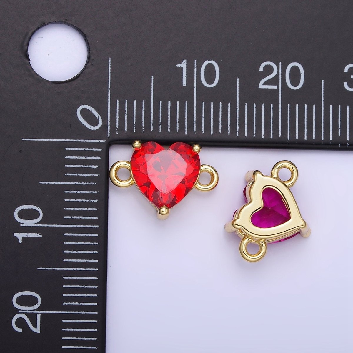 14K Gold Filled 9mm CZ Cubic Zirconia Heart Connector | G324 - DLUXCA