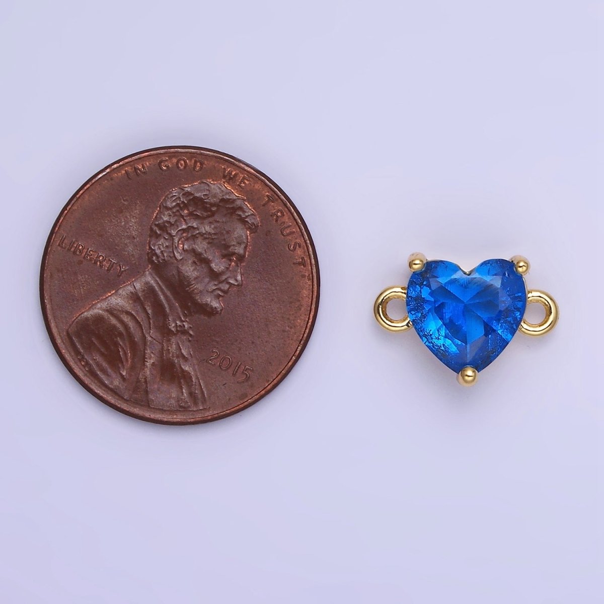 14K Gold Filled 9mm CZ Cubic Zirconia Heart Connector | G324 - DLUXCA