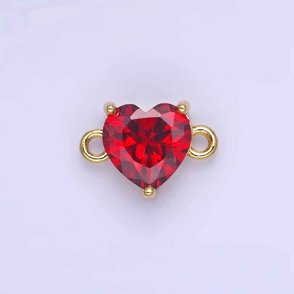 14K Gold Filled 9mm CZ Cubic Zirconia Heart Connector | G324 - DLUXCA